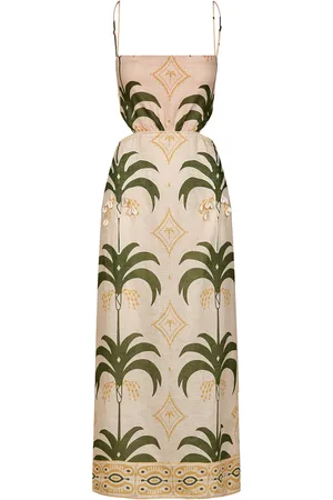 JOHANNA ORTIZ Tactile Winds Printed Linen Midi Dress