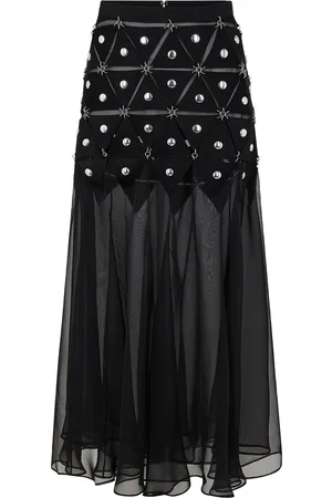 Paco rabanne Studded Cutout Mesh Midi Skirt