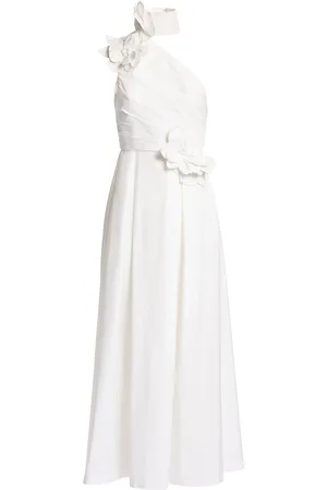 Elie saab Floral-Appliquéd Cotton Poplin Maxi Dress