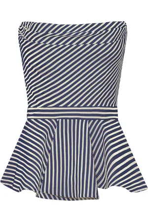 Andres Otalora Alborada Draped Cotton Twill Peplum Top