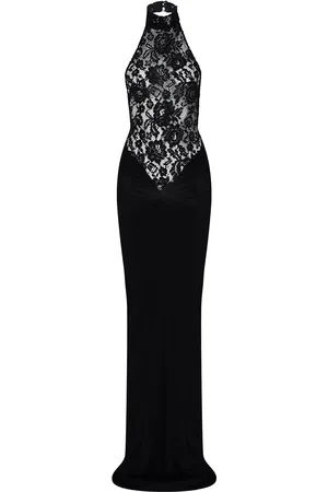 Ilkyaz Ozel Cass Ruched Lace-Jersey Maxi Dress