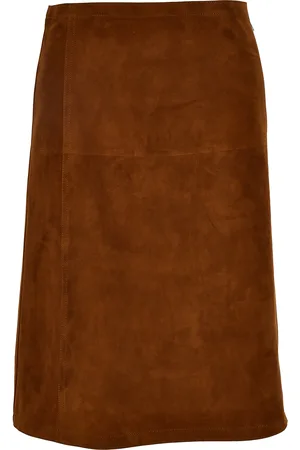 VERSACE Suede-Effect Leather Knee-Length Skirt