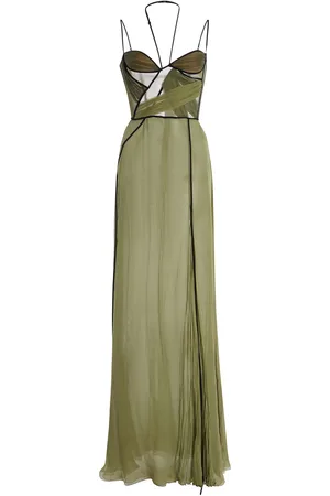 Nensi Dojaka Mae Draped Silk Corseted Gown