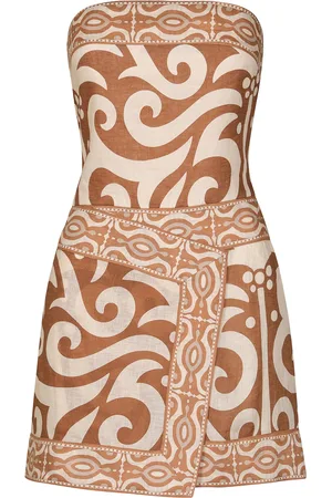 JOHANNA ORTIZ Raíz Ritua Strapless Linen Mini Dress