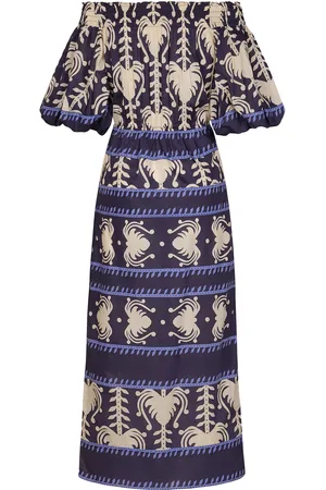 JOHANNA ORTIZ Harbor Hues Off-The-Shoulder Cotton Maxi Dress