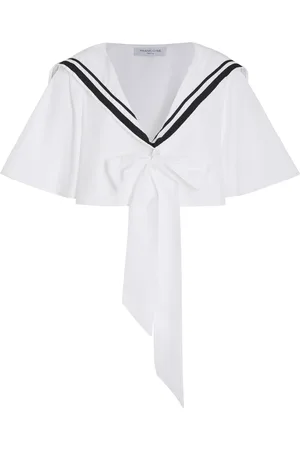 FRANCOISE Exclusive Coco Cropped Cotton Poplin Sailor Top