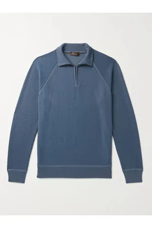 Loro Piana Ribbed Cashmere and Silk-Blend Half-Zip Sweater