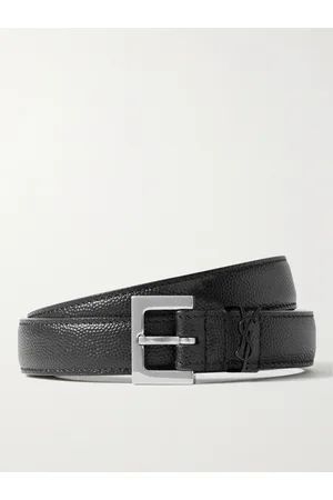 Saint Laurent Men Belts - 2cm Pebble-Grain Leather Belt