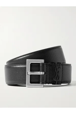 Saint Laurent Men Belts - 3cm Pebble-Grain Leather Belt