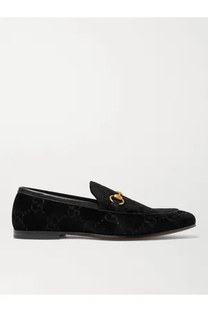 Gucci Jordaan Horsebit Leather-Trimmed Logo-Embroidered Velvet Loafers