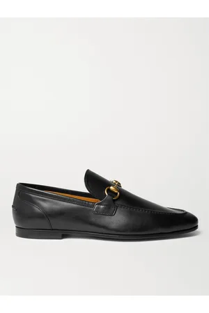 Gucci Men Loafers - Jordaan Horsebit Burnished-Leather Loafers