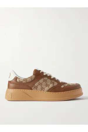 Gucci Jive Monogrammed Canvas and Leather Sneakers