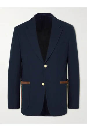 Gucci Palma Grosgrain- and Suede-Trimmed Cotton Blazer