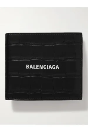 Balenciaga Men Wallets - Logo-Print Croc-Effect Leather Billfold Wallet