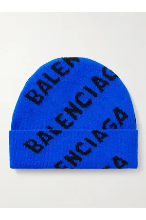 Balenciaga Men Beanies - Logo-Intarsia Wool-Blend Beanie