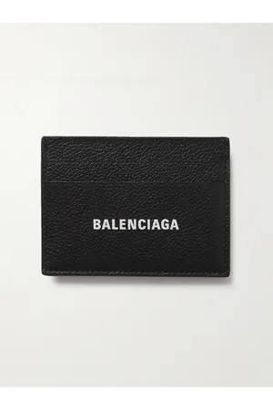 Balenciaga Logo-Print Full-Grain Leather Cardholder