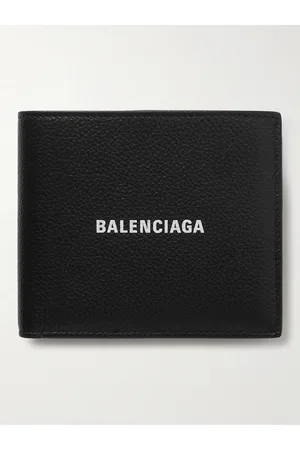 Balenciaga Logo-Print Full-Grain Leather Billfold Wallet