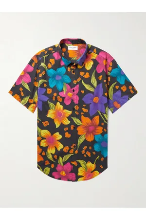Saint Laurent Men Short sleeves - Floral-Print Cotton Shirt