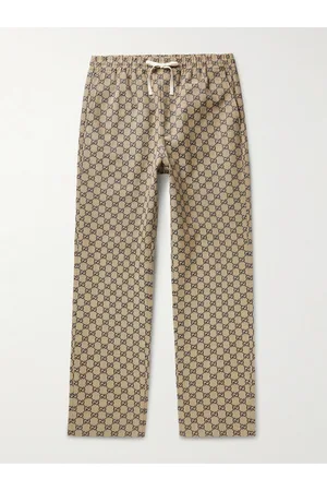 Gucci Straight-Leg Logo-Jacquard Cotton-Blend Drawstring Trousers