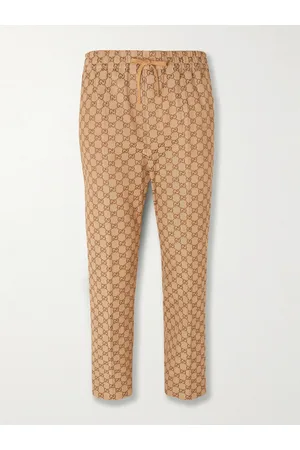 Gucci Beige Tapered Cropped Logo-Jacquard Cotton-Blend Suit Trousers