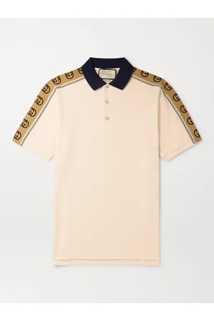 Gucci Men Polo Shirts - Logo-Jacquard Webbing-Trimmed Stretch-Cotton Piqué Polo Shirt