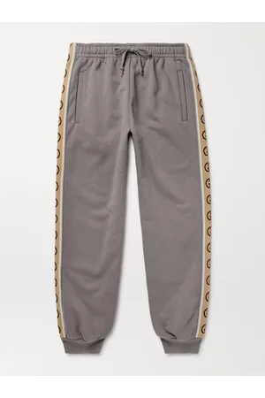 Gucci Tapered Logo-Jacquard Webbing-Trimmed Loopback Cotton-Jersey Sweatpants