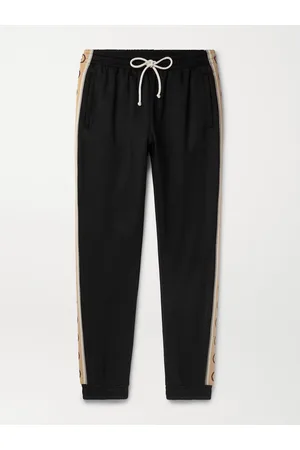 Gucci Tapered Logo-Jacquard Webbing-Trimmed Tech-Jersey Track Pants