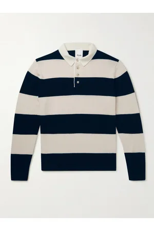 Allude Striped Virgin Wool and Cashmere-Blend Polo Shirt