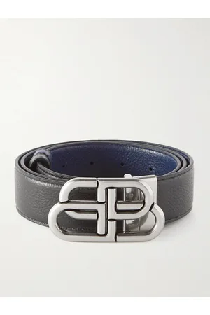 Balenciaga 3cm Reversible Logo-Embellished Full-Grain Leather Belt