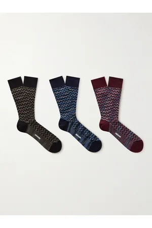 Missoni Men Socks - Three-Pack Cotton-Blend Jacquard Socks