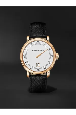 Chopard L.U.C Quattro Spirit 25 Limited Edition 40mm 18-Karat Rose Gold and Textured-Leather Watch, Ref. No. 161977-5001