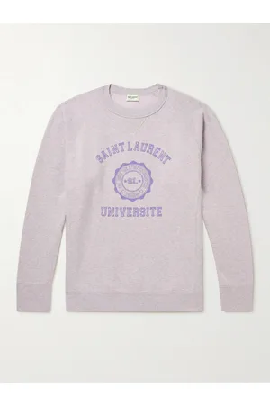 Saint Laurent Men Sweatshirts - Logo-Print Cotton-Jersey Sweatshirt