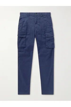 Incotex Men Cargo Pants - Tapered Linen and Cotton-Blend Drill Cargo Trousers