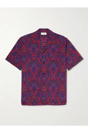 Saint Laurent Camp-Collar Paisley-Print Silk Shirt