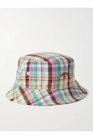 Baracuta Noah Logo-Embroidered Checked Cotton-Twill Bucket Hat