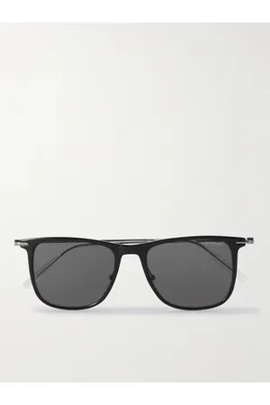 Montblanc Men Sunglasses - Square-Frame Acetate and Silver-Tone Sunglasses