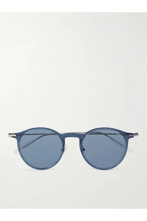 Montblanc Men Sunglasses - Round-Frame Acetate and Silver-Tone Sunglasses