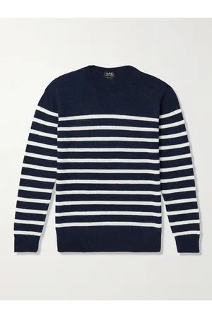 A.P.C. Men Jumpers - Travis Striped Wool and Cotton-Blend Sweater