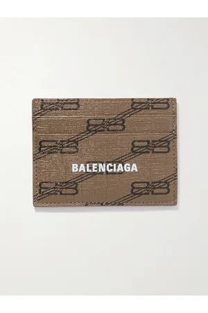 Balenciaga Men Wallets - Logo-Print Full-Grain Leather Cardholder