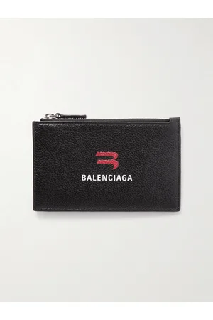 Balenciaga Men Wallets - Logo-Print Full-Grain Leather Paper Money Cardholder