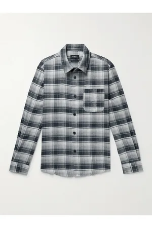 A.P.C. Men Casual - Surchemise Trek Checked Cotton and Linen-Blend Flannel Shirt
