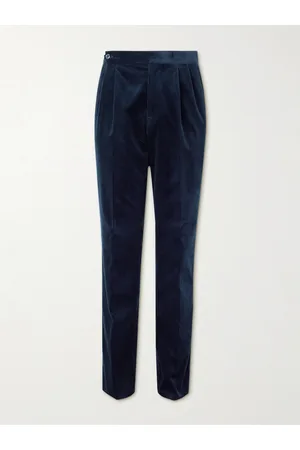 Brunello Cucinelli Men Pants - Straight-Leg Satin-Trimmed Cotton-Corduroy Tuxedo Trousers