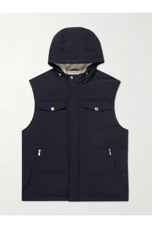 Brunello Cucinelli Men Gilets - Quilted Nylon Down Hooded Gilet