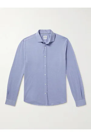 Brunello Cucinelli Men Casual - Cutaway-Collar Cotton-Jersey Shirt