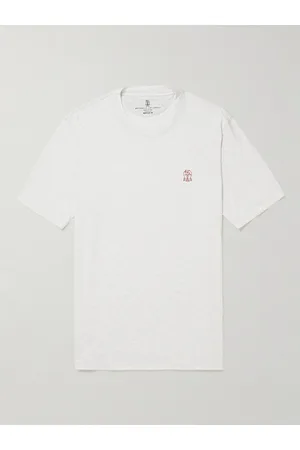 Brunello Cucinelli Men T-shirts - Logo-Print Cotton-Jersey T-Shirt