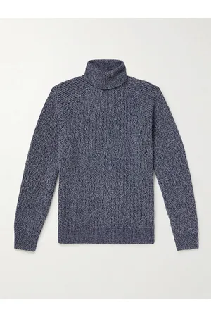 Brunello Cucinelli Men Jumpers - Ribbed Virgin Wool, Cashmere and Silk-Blend Rollneck Sweater