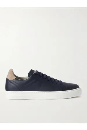 Brunello Cucinelli Men Sneakers - Suede-Trimmed Leather Sneakers