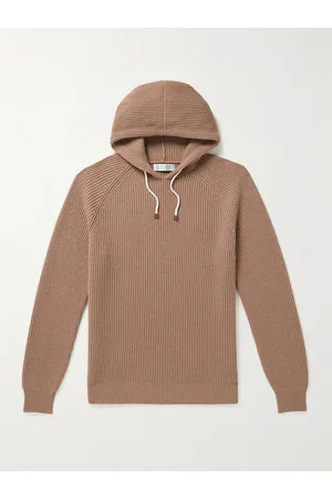 Brunello Cucinelli Men Hoodies - Ribbed Cashmere Hoodie