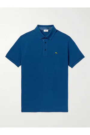 Etro Men Polo Shirts - Slim-Fit Logo-Embroidered Cotton-Piqué Polo Shirt