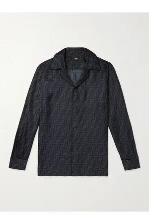 Fendi Men Casual - Logo-Print Silk-Satin Shirt